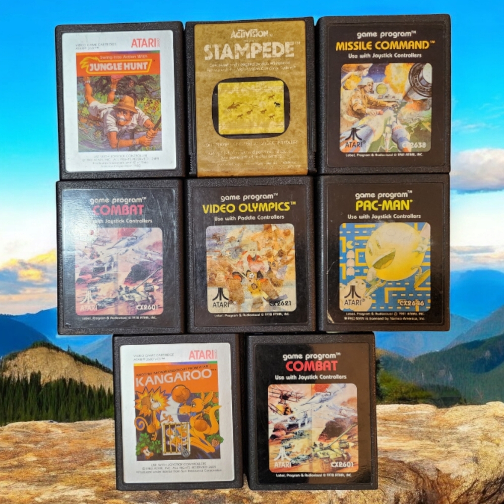Lot of 8 Atari Video Games 2600 Series &  7800 Series
